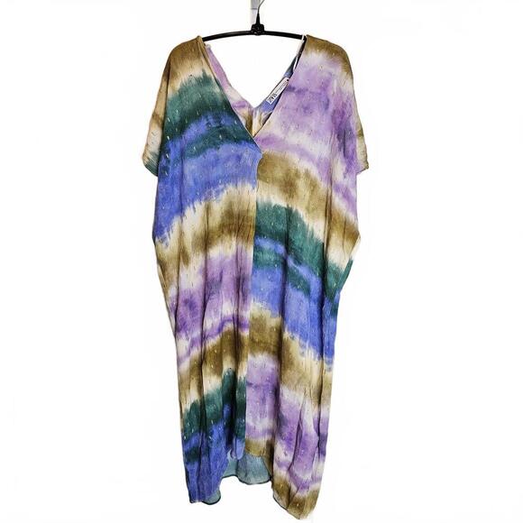 Vibrant Tie-Dye Caftan Dress by ZARA - Picture 1 of 7